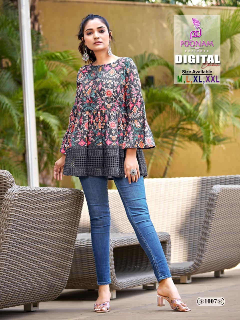 Poonam Digital chikan 1001-1008 Summer Special Wholesale Ladies Top